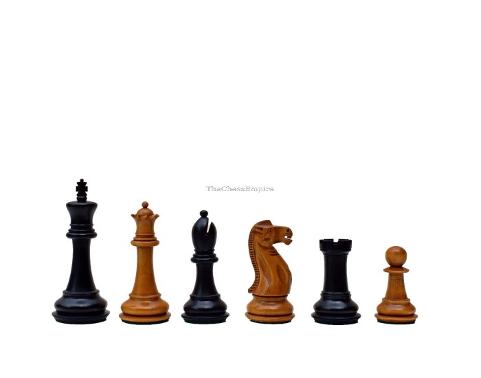 The Jaques Staunton Series Chess Pieces <br> Antiqued Boxwood & Ebonized <br> 3.75" King