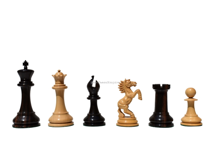 Special Edition Kohinoor Series Chess Pieces <br> Boxwood & stripped Ebony <br> 5" King 
