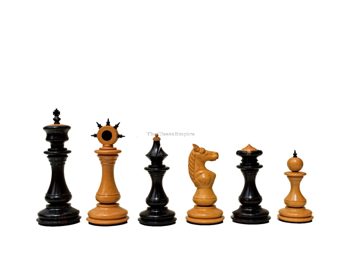 The Egyptian Series Chess Pieces <br> Boxwood & Ebony <br> 4.4" King