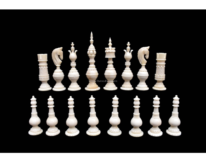 The Millennium Art Series Bone Chess Pieces <br> Natural Bone & Black Stained Bone <br> 5" King