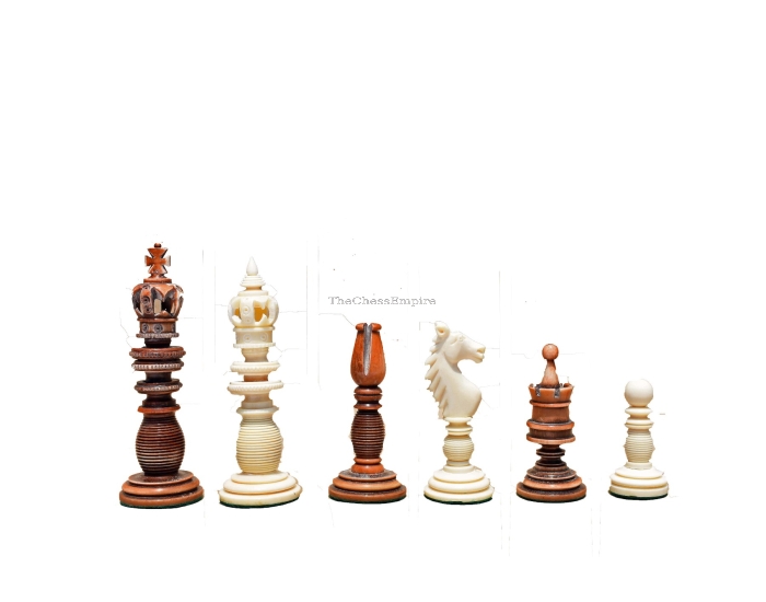 The Majestic Series Bone Chess Pieces <br> Natural Bone & Antiqued Bone <br> 4.4" King