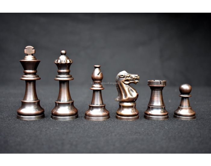 The Brass Staunton solid Brass Chess Pieces <br> Brass & Antique Stain Coated <br> 3.5" Chess Pieces