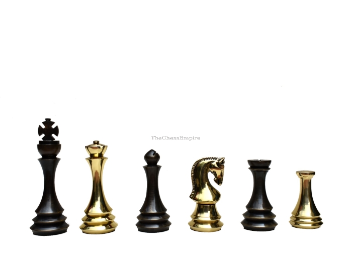 The Russian Legacy Series Chess Pieces<br> Solid Brass & Antique Stained Brass <br> 4.4" King