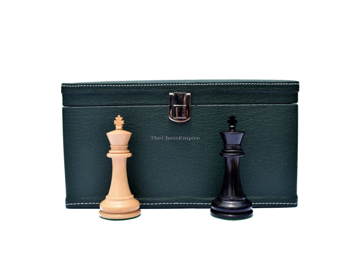 Ocean Green Leatherette Luxury Chess Storage Box <br> For 4" to 4.75" Chess Pieces 