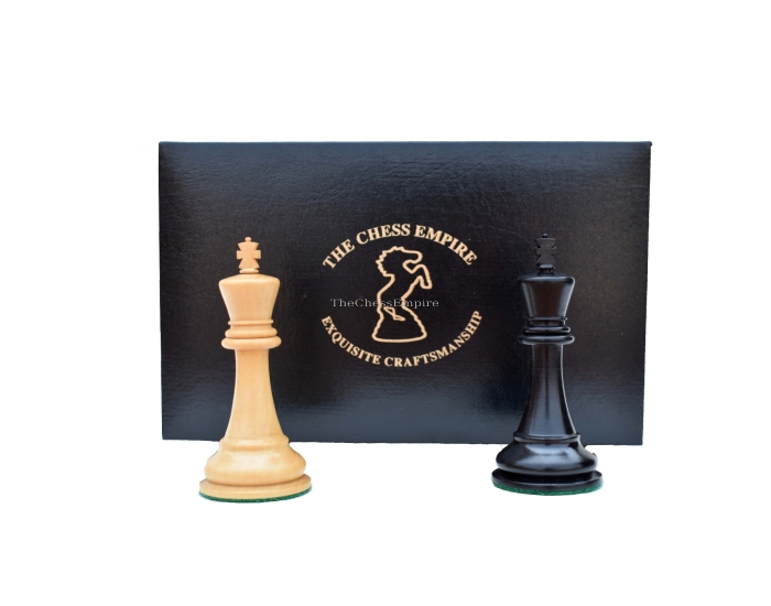 The Chess Storage Box <br>  Black Leatherette <br> 3.75" to 4.25" KIng Chess Pieces 