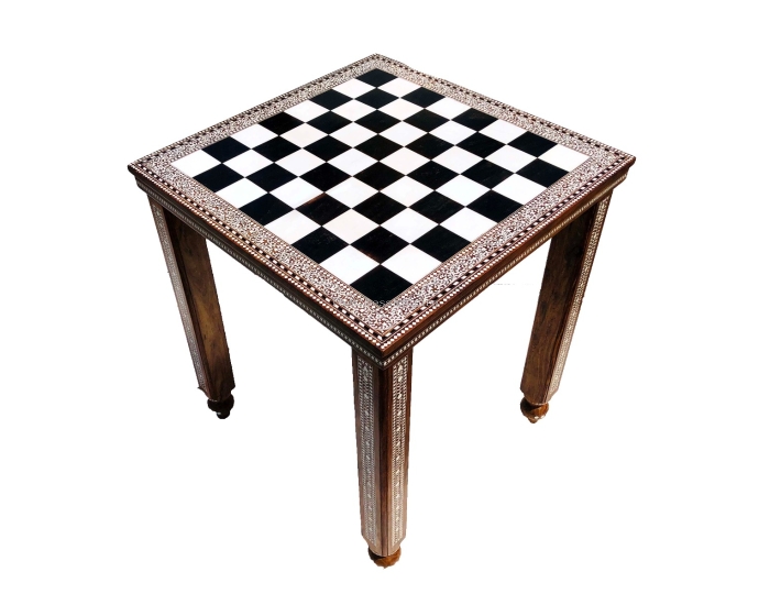 The Maharajah Series with Inlay craftsmanship Chess Table <br> Sheesham Wood with Inlay art work <br> 2.13" Square