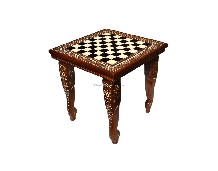 Artistic Series Inlay Chess table <br> Acrylic & Sheesham Wood <br> 14" x14" 