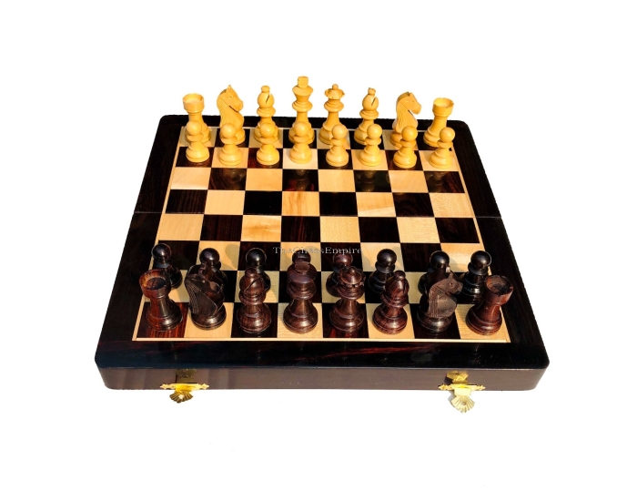 Travel Magnetic Chess set  <br> Maple & Rosewood <br> 10" Folding