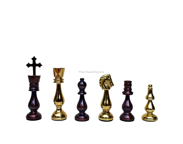 King of Castle Series luxury solid brass chess pieces <br> Natural Brass & Cooper coated brass <br> 4.25" King