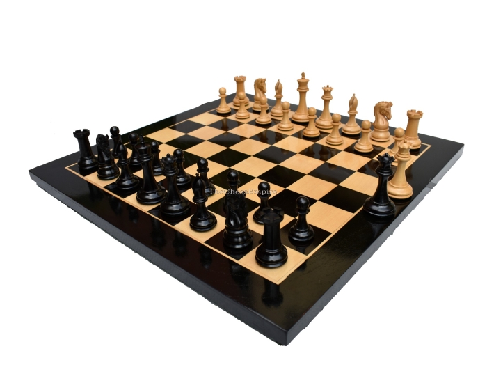The Imperial Series Chess Set  (REPRO)<br> Boxwood & Ebony <br> 4" King with 2.25" Square Tournament Series Chess Board