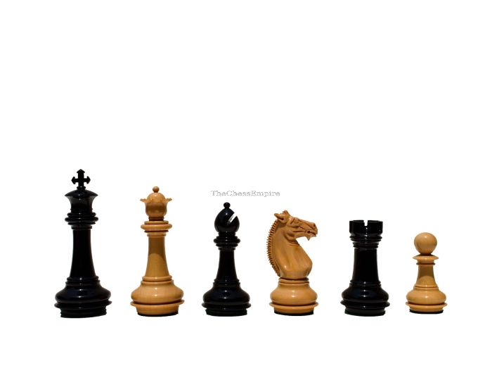 The Meghdoot Series Chess Pieces <br> Natural Boxwood & Black Lacquered <br> 4" King