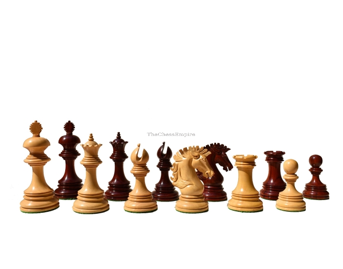 Wellington Series Chess Pieces <br> Boxwood & Padauk <br> 4.4" King