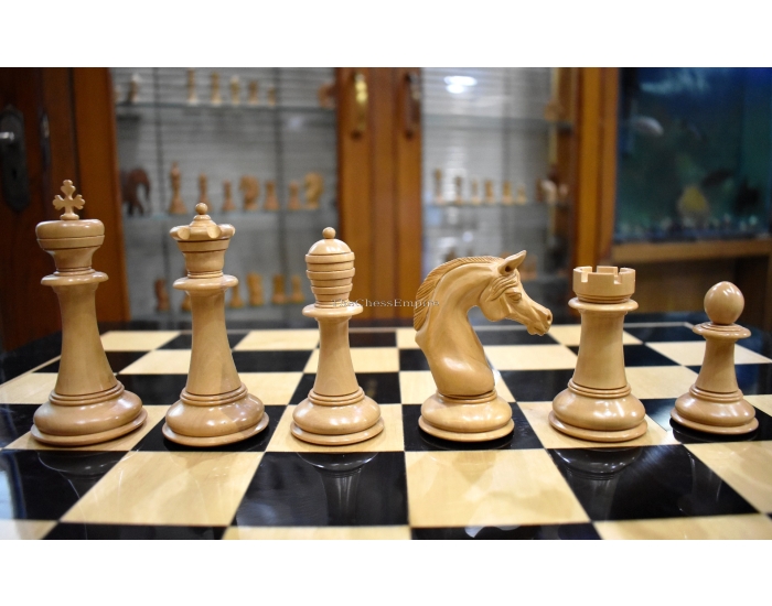 The Arabic Stallion Chess Pieces <br> Boxwood & Ebony <br> 4.4" King