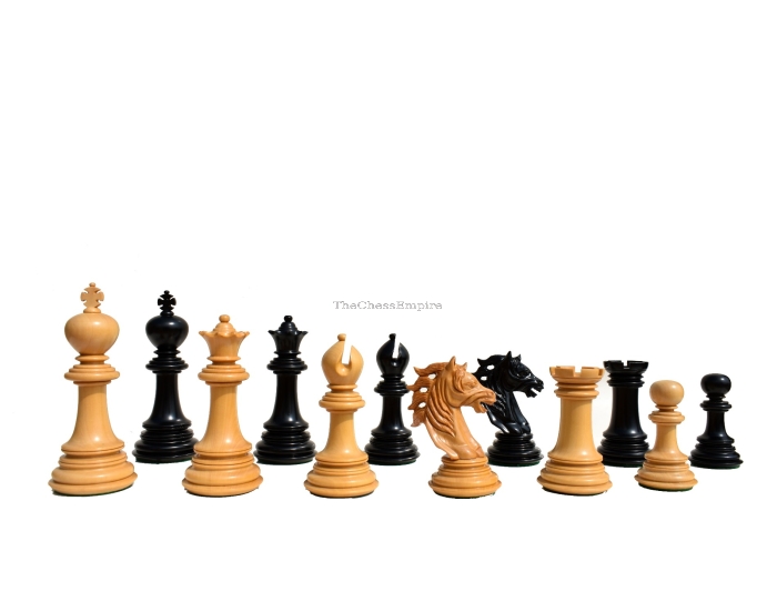 Royal Admiral Series Chess Pieces <br> Boxwood & Ebony (Matte Finish) <br> 4.4" king