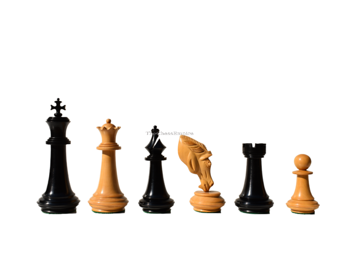 The Columbus Series Chess Pieces <br> Boxwood & Ebony 4" King