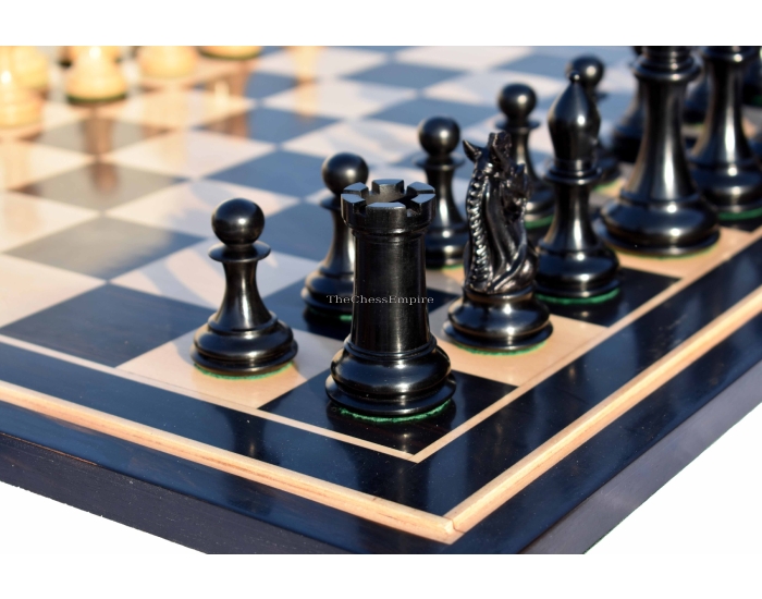 The New Sultan Series Chess Set <br> Boxwood & Ebony <br> 4.4" King with 2.25" Square Chess Board