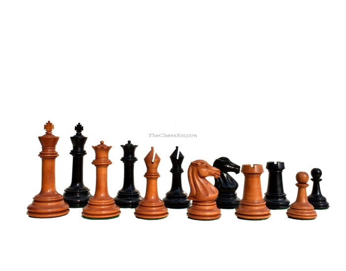 Parthenon series Chess Pieces repro <br> Antiqued Boxwood & Ebony <br> 4.4" King