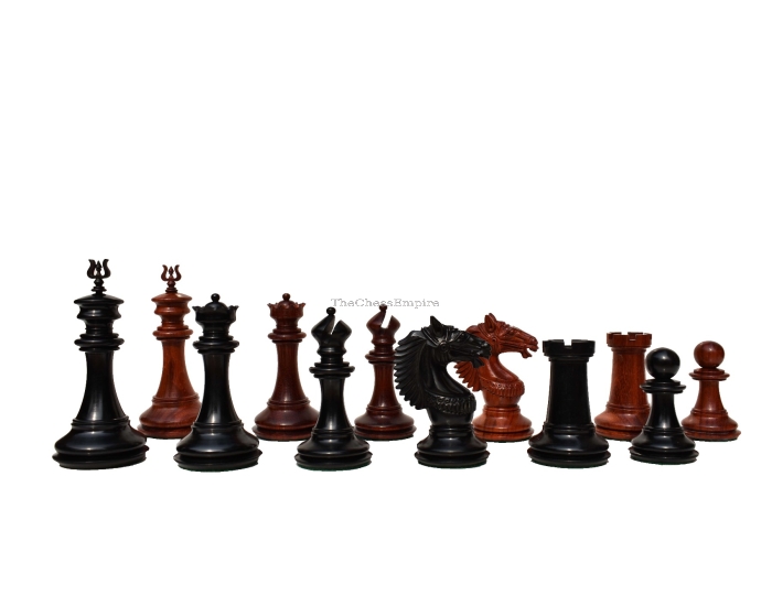 The Rudra Prestige Series Chess Pieces  <br> Ebony & Padauk <br> 4.4" King