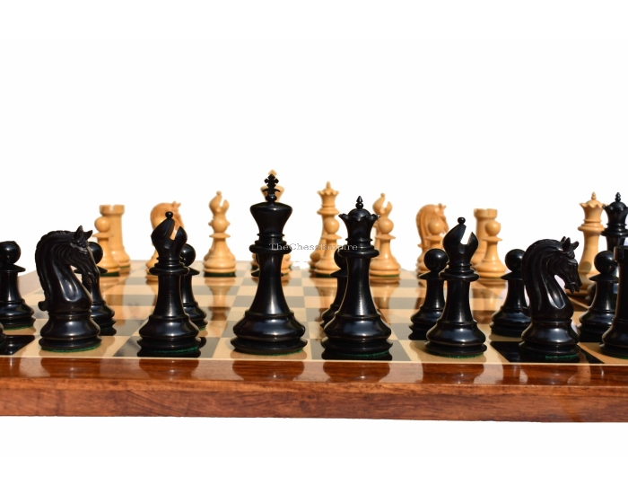 St Joseph Series chess set <br> Boxwood & Ebony <br> 4.25" King with 2.25" square chess board