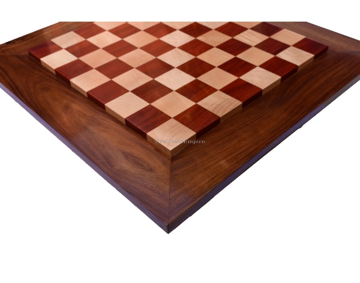 Exclusive Wide Border solid wood chess Board Maple & African Padauk with Golden Rosewood Border 