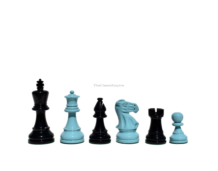 AIW-350 Series Chess Pieces <br> Turkish Blue & Black Lacquered <br> 3.75" King