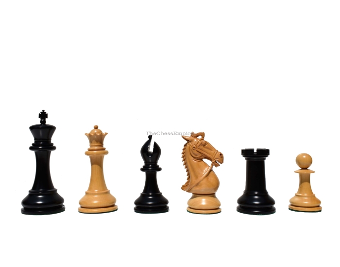 The Supreme Stallion Chess Pieces <br> Satin Finish Boxwood & Black Lacquered <br> 5" King