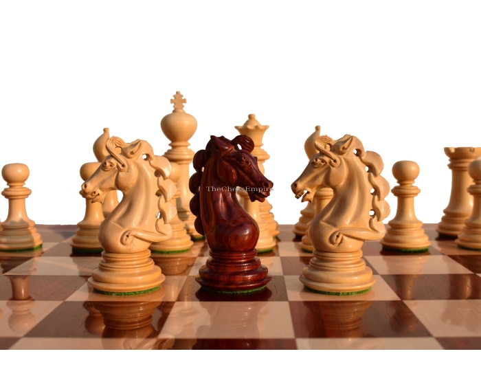 Svadilfari Stallion Series Chess Pieces <br> Boxwood & Padauk <br> 4.4" king