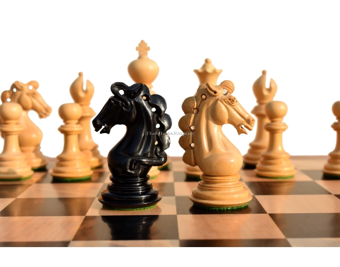 Svadilfari Stallion Series Chess Pieces <br> Boxwood & Ebony <br> 4.4" king