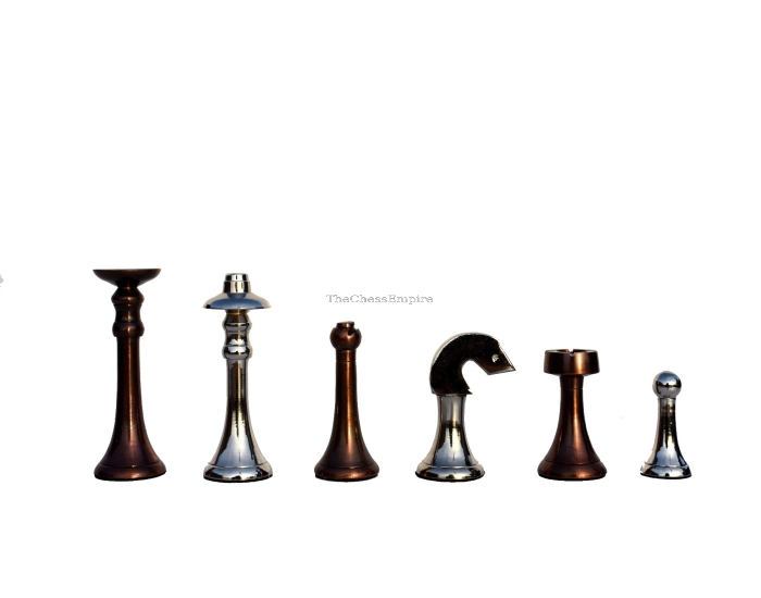 The Elegant Series brass chess pieces <br> Rose Gold Brass & Silver color Coated Brass <br> 3" KIng