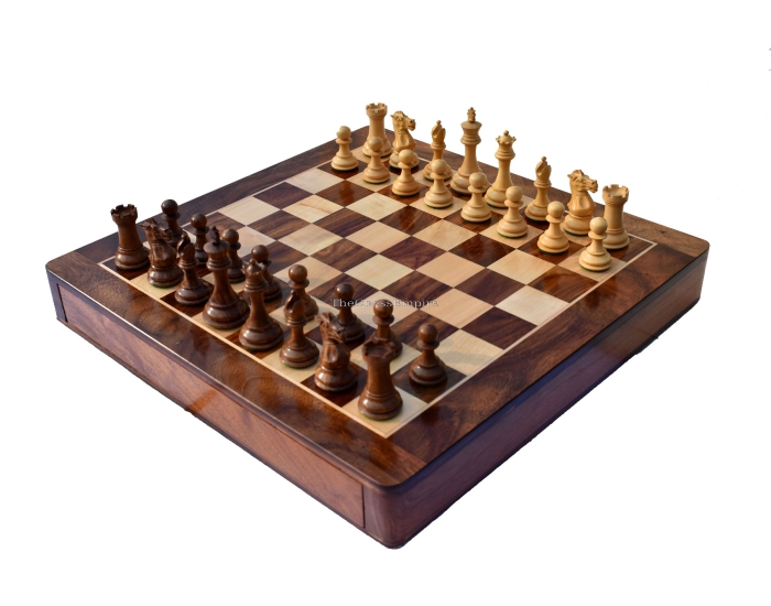 Collector Series Iv Chess Set <br> Boxwood & Sheesham <br> 3" King with 16" Chess board