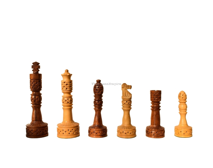 The Tower Series chess pieces <br> Boxwood & Sheesham <br> 4.25" King