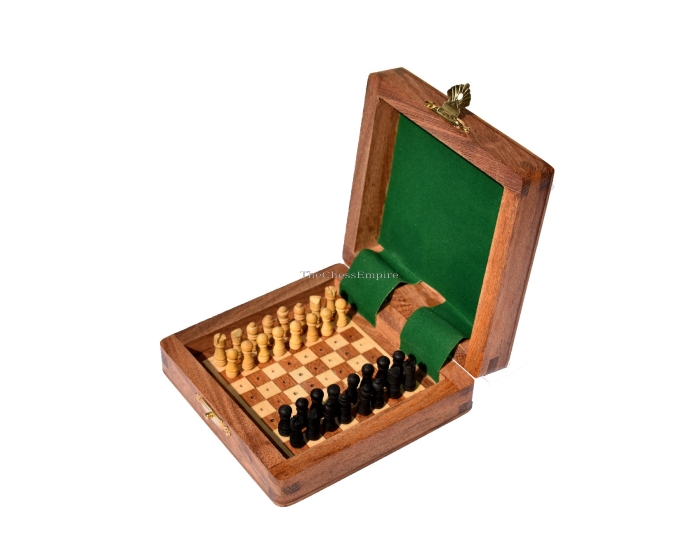 Travel Peg Chess set <br> Maple & Acacia wood <br> 4" Square