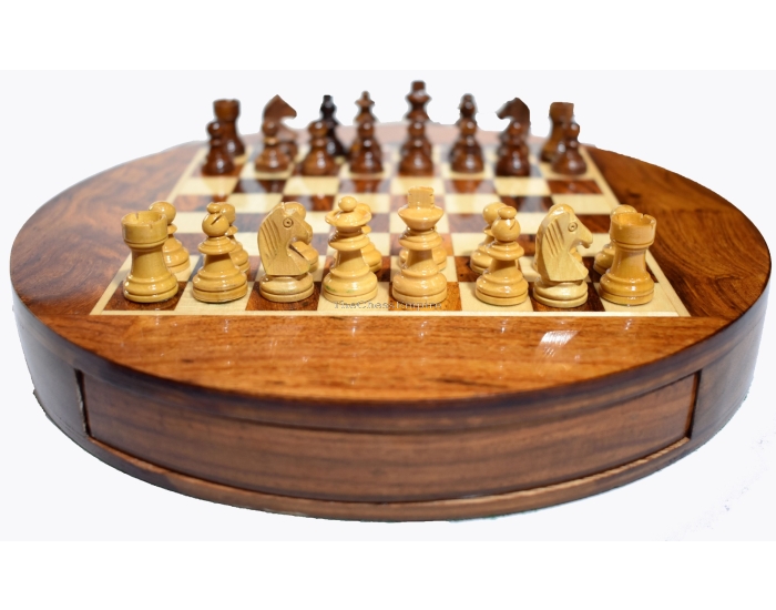 Travel Magnetic Chess set  <br> Maple & Sheesham <br> 5" Round