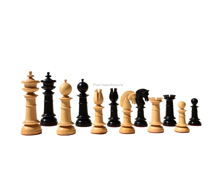 1830 Northern Upright Series Reproduction Chess Pieces <br> Boxwood & Ebony <br> 4.5" King