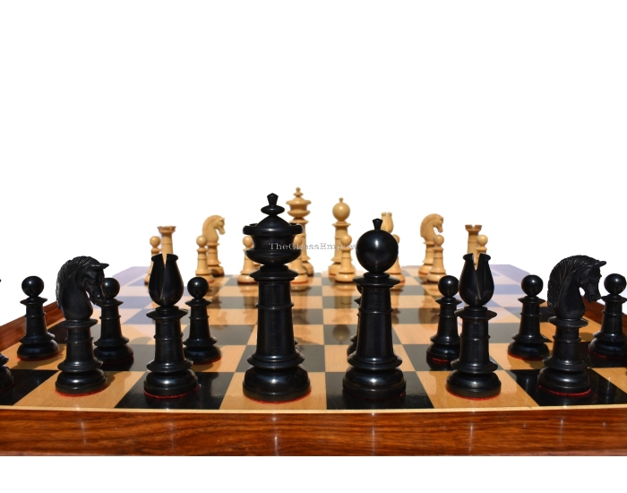 1830 Northern Upright Series reproduction Chess set <br> Boxwood & Ebony <br> 4.5" King with 2" Square Chess Board