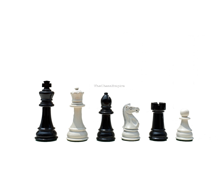 Windsor Castle Series Chess Pieces <br> Ivory White & Black Lacquered <br> 4" King