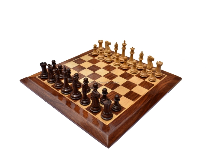The Sleek Series Chess Set <br> Boxwood & Sheesham <br> 3.75" King with 2" Square chess board