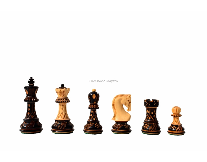 Yugoslavia Boxwood Burnt <br> High glossy chess pieces <br> 3" King 