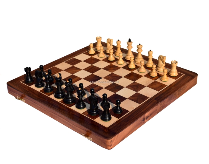 Yugoslavia Series Chess set<br> Boxwood & Ebonized <br> 3" King with 16" Folding Chess Board