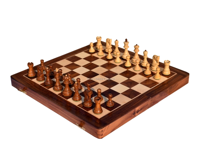 Yugoslavia Series Chess set<br> Boxwood & Sheeshma <br> 3" King  with 16" Folding Chessboard