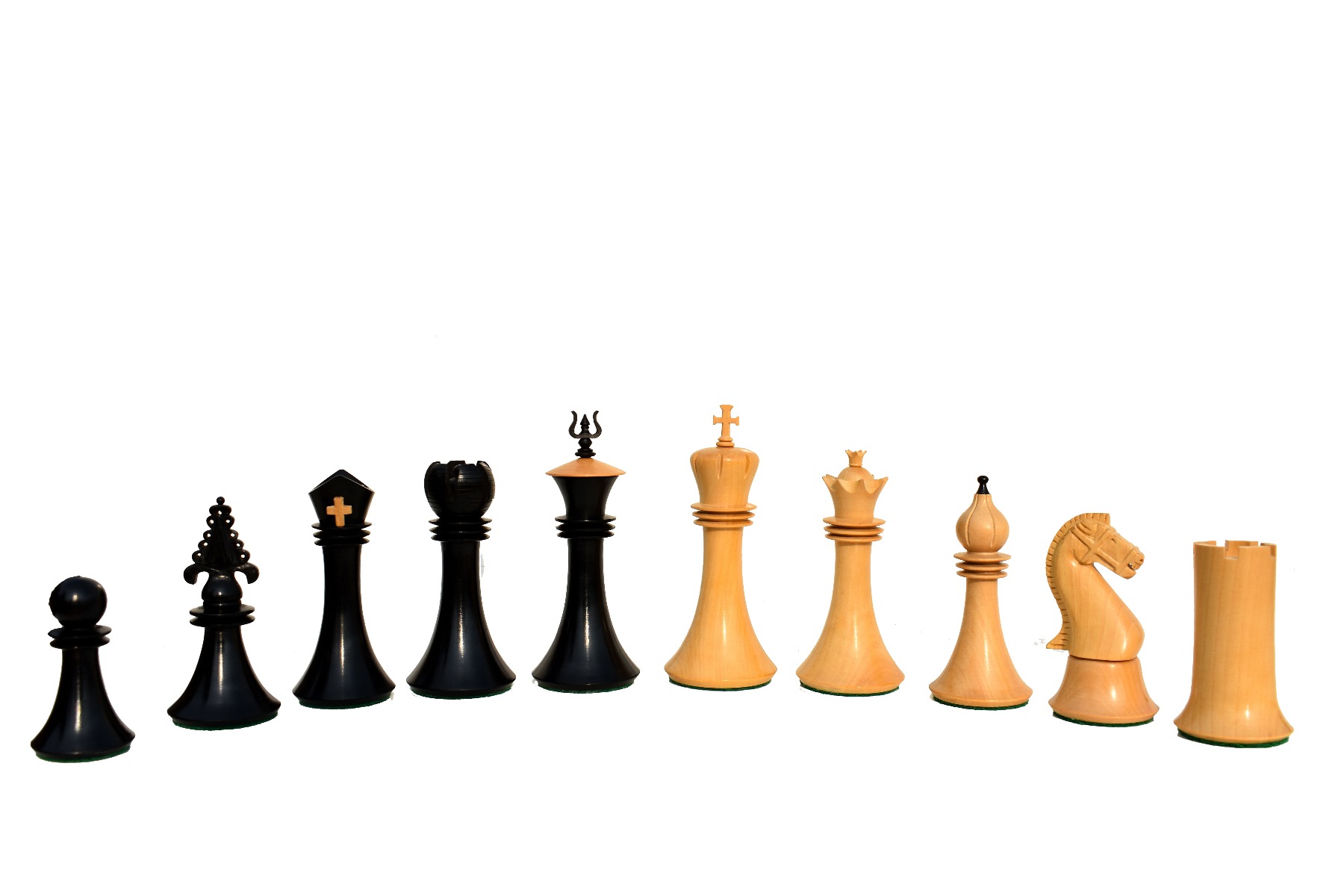 Queen, Jester ,Archbishop & Chancellor Best Chessmen Series  Capablanca Chess Pieces , Boxwood & Ebony , 4.25 King