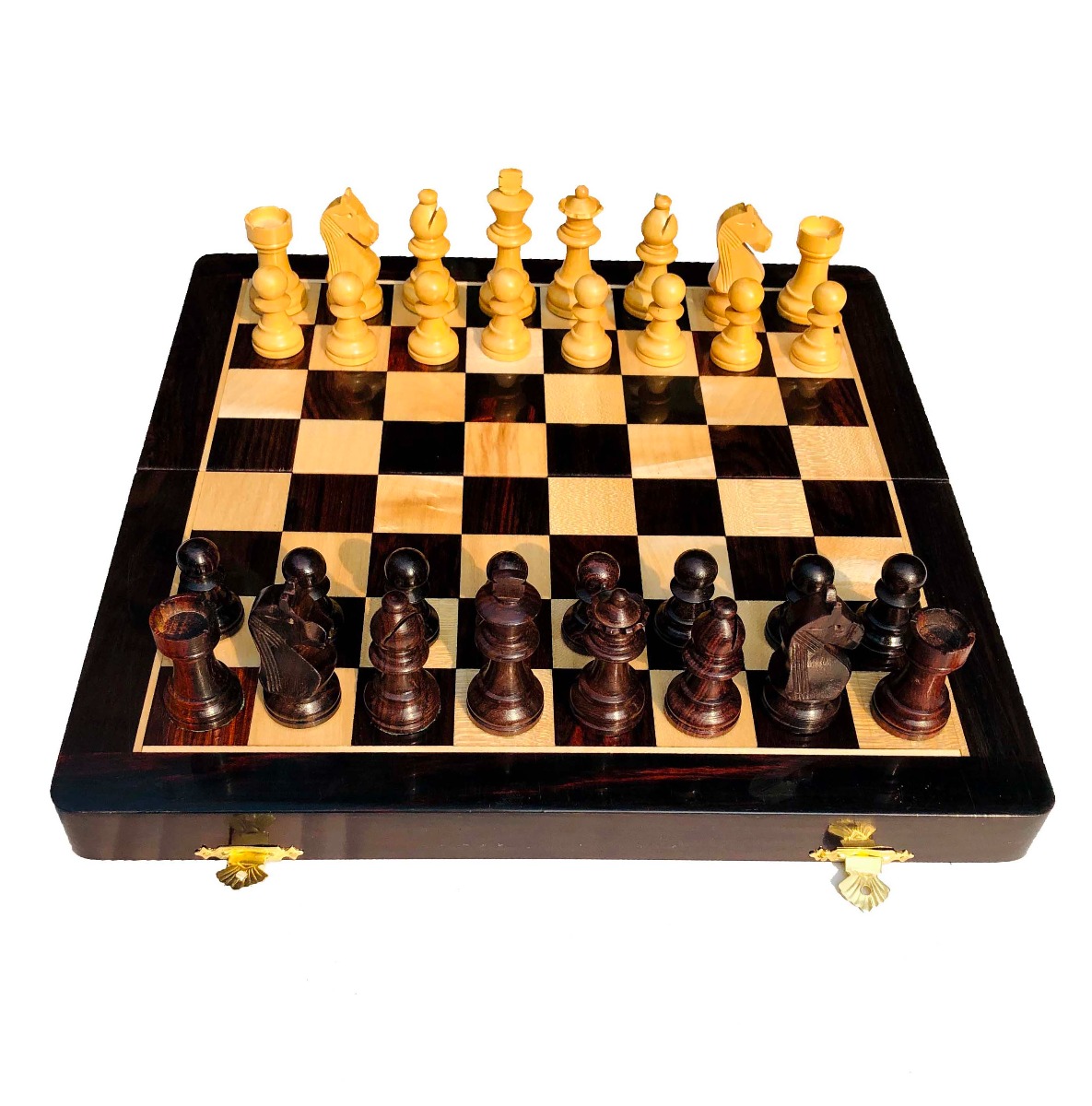 Folding Traditional Chess Board 2.375" Indian Rosewood Bird's Eye Maple 