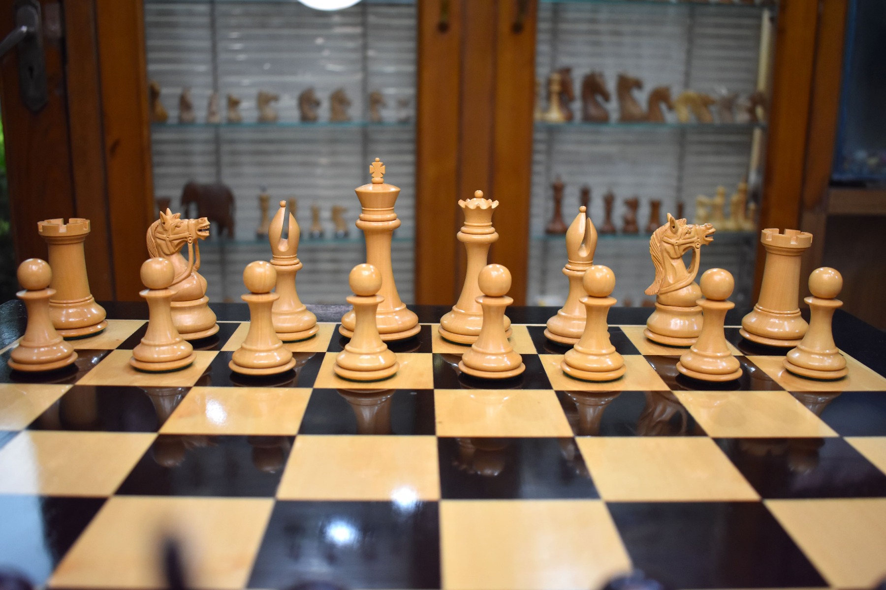 Antarctica Series Chess Pieces <br> Boxwood & Ebony <br> 4" King-3028 Antarctica Series Chess Pieces Boxwood & Ebony 4" King-3028