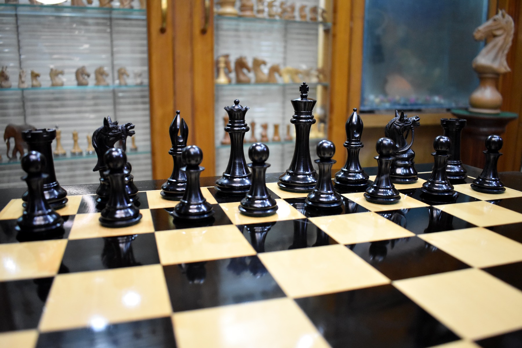 Antarctica Series Chess Pieces <br> Boxwood & Ebony <br> 4" King-3030 Antarctica Series Chess Pieces Boxwood & Ebony 4" King-3030