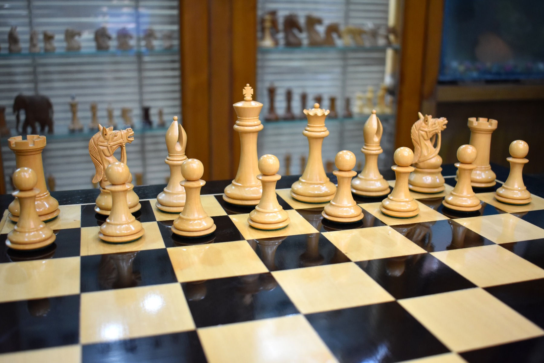 Antarctica Series Chess Pieces <br> Boxwood & Ebony <br> 4" King-3029 Antarctica Series Chess Pieces Boxwood & Ebony 4" King-3029