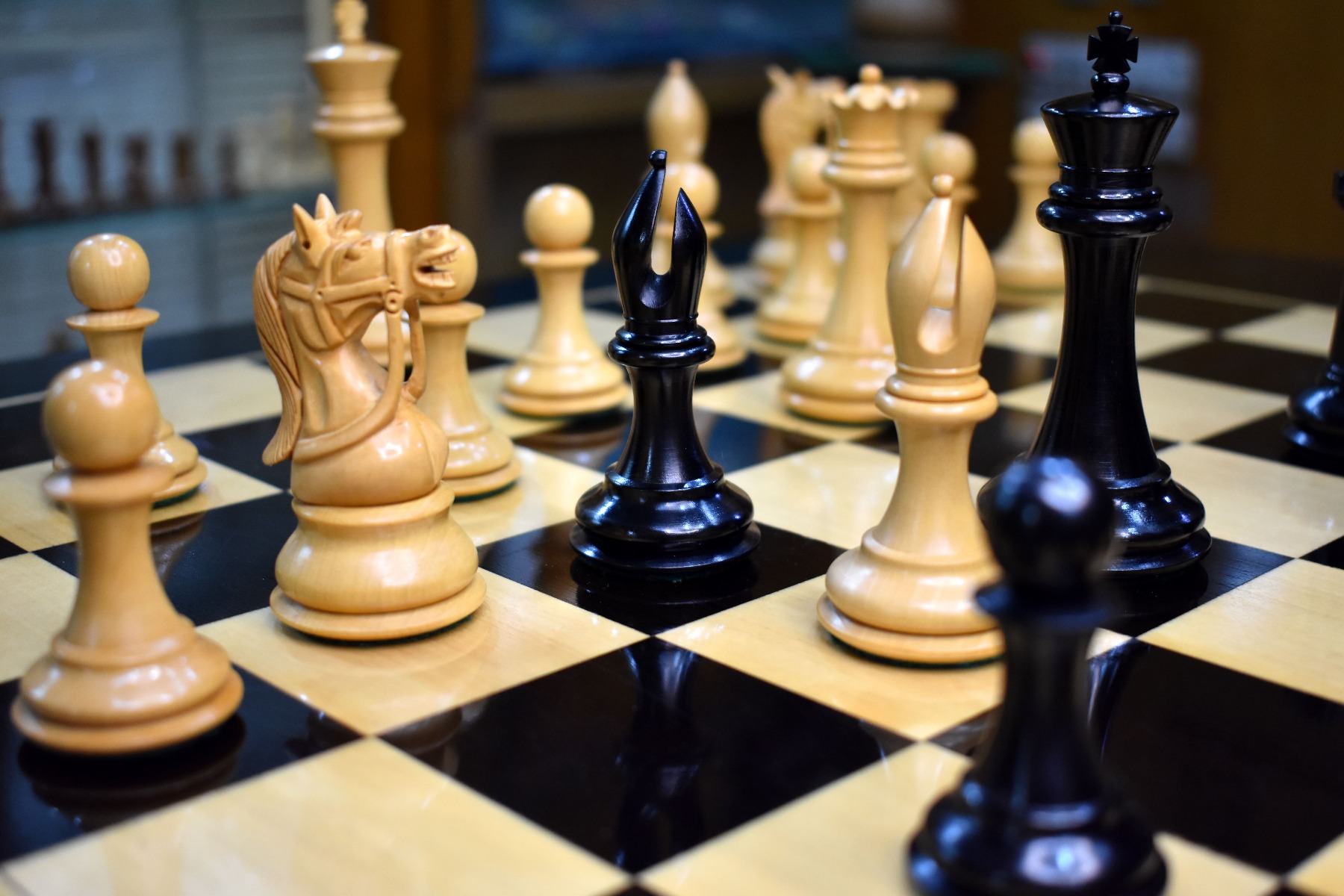 Antarctica Series Chess Pieces <br> Boxwood & Ebony <br> 4" King-3031 Antarctica Series Chess Pieces Boxwood & Ebony 4" King-3031