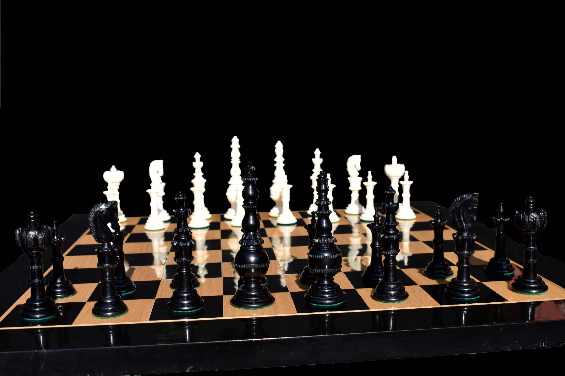The Flower Series Bone Chess Pieces Natural Bone & Black Stained 4.25" King-720