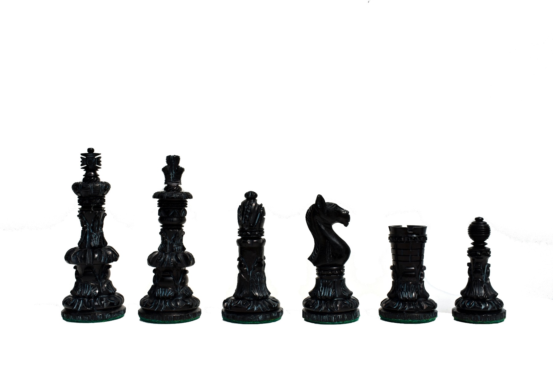 Indian Maharaja Heritage Bone Chess Pieces Natural Bone & Black Stained Bone 3.9" King-728