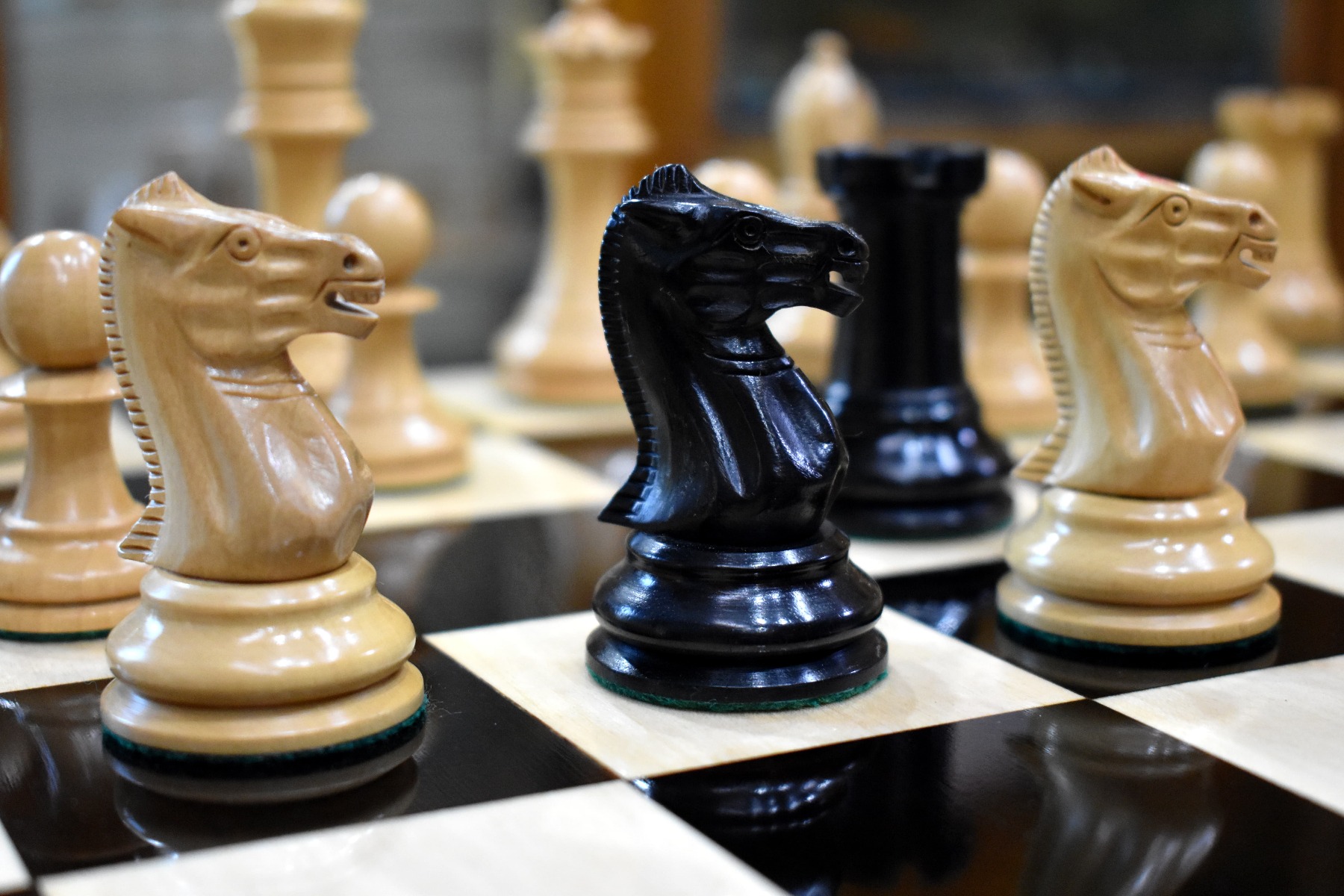 1880-85 Lasker Series Timeless Chess Pieces Boxwood & Ebony 3.5" King-2149