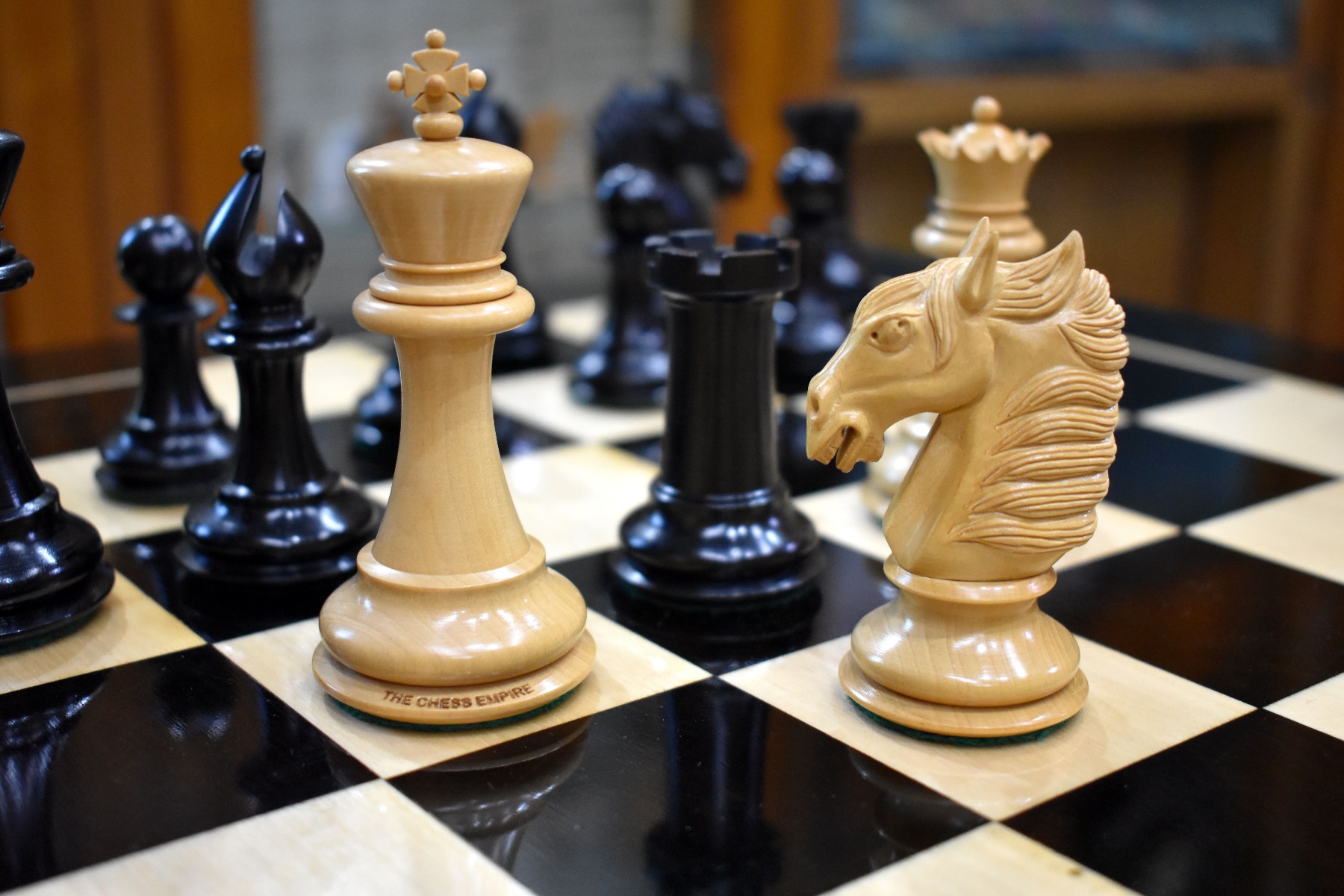 Ambassador Series Chess Pieces <br> Boxwood & Ebony <br> 3.75" King-3051 Ambassador Series Chess Pieces Boxwood & Ebony 3.75" King-3051